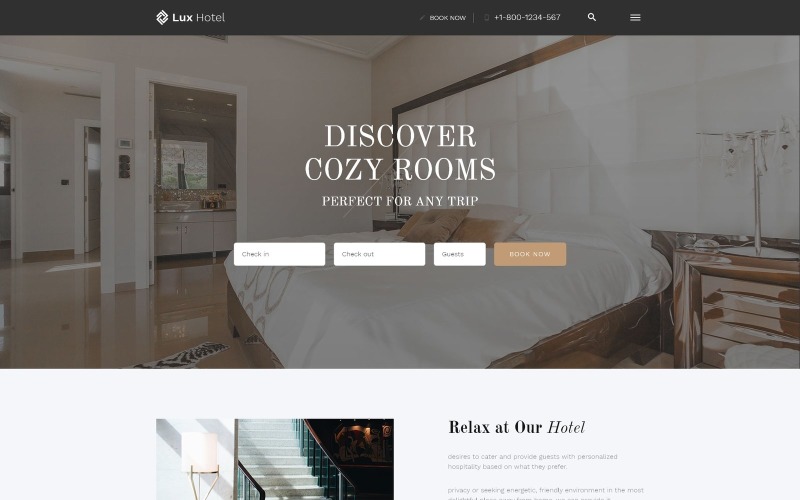 Lux Hotel - Hotel Többoldalas HTML5 Webhelysablon