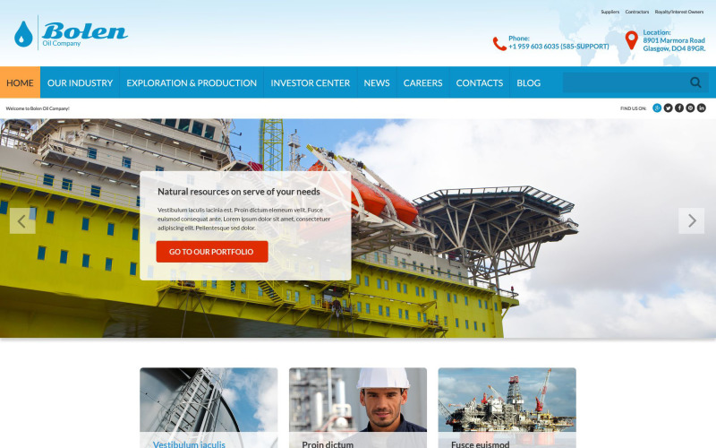 Modèle de site Web de compagnie pétrolière