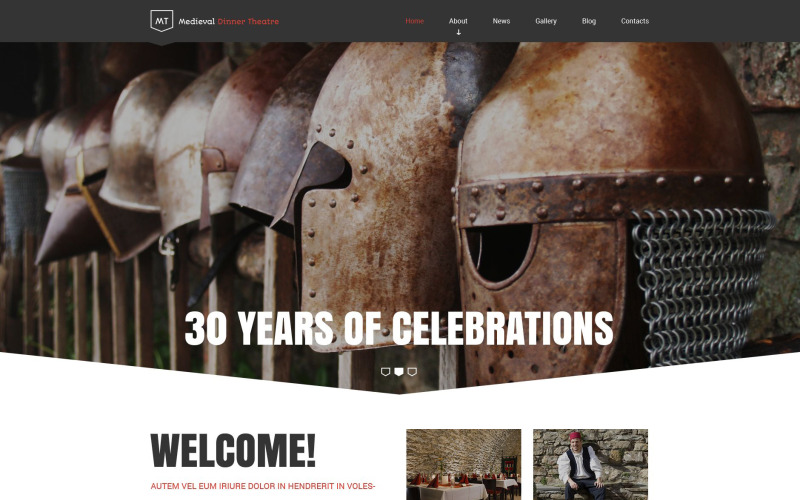 Modelo de Drupal para teatro com jantar medieval