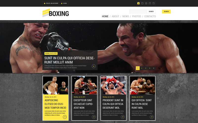 Шаблон веб-сайта боксерского портала
