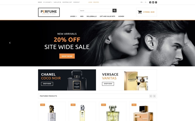 Šablona OpenCart obchodu s parfémy