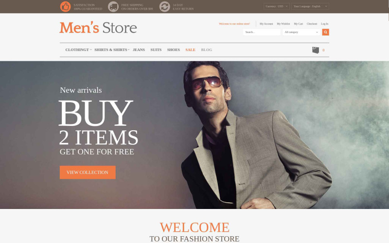 Style de vêtements pour hommes Thème Magento