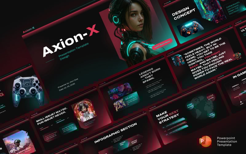 Axion-X Gaming Presentatie PowerPoint-sjabloon