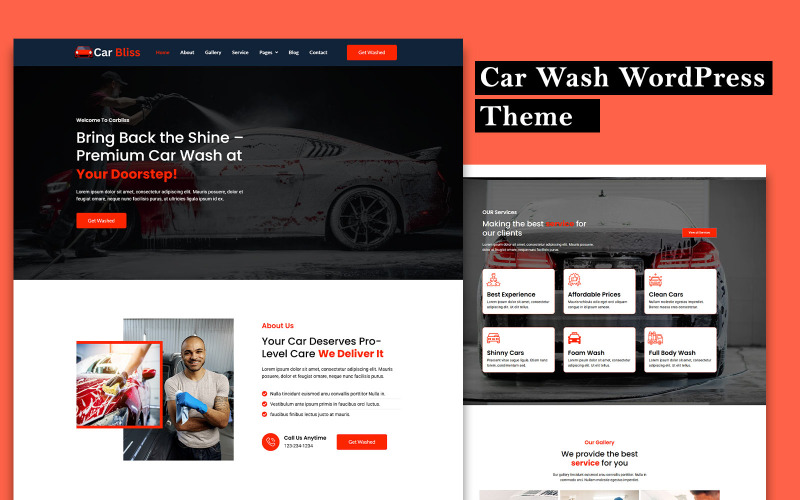 Carbliss - Autómosó és tisztító szolgáltatás WordPress sablon
