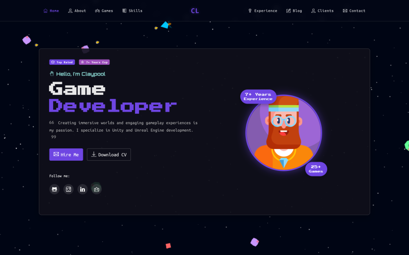 Claypool - Professional Game Developer Portfolio Template