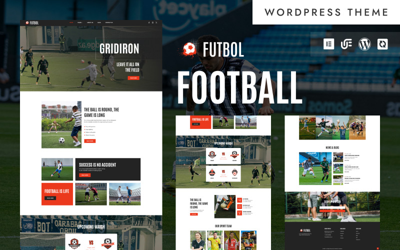 Fotboll - Fotbollsakademi och matchschema WordPress Elementor-tema
