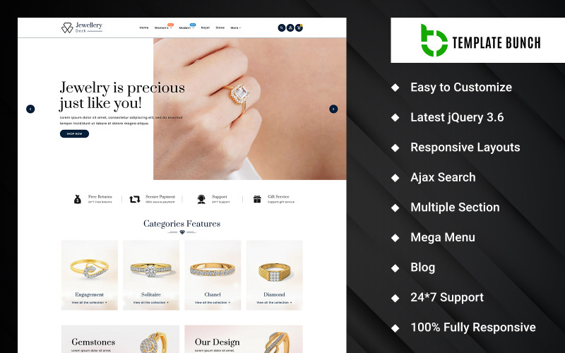 Jewellery Deck – Thème Shopify réactif pour le commerce électronique
