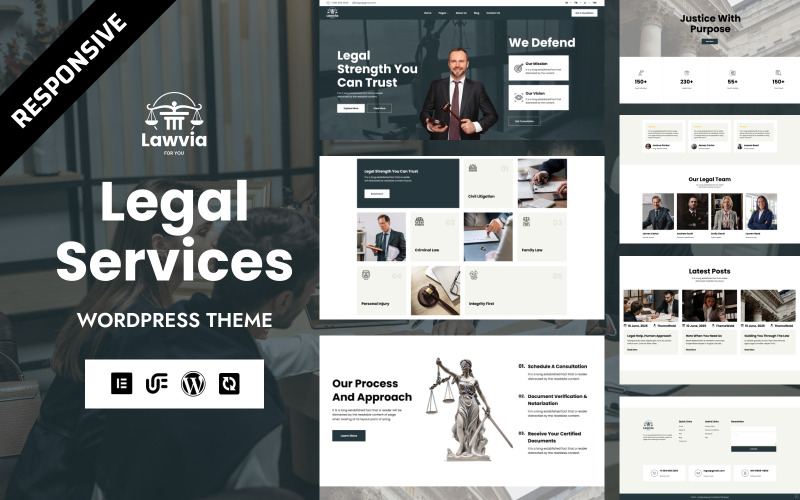 Lawvia - Jogi tanácsadó és ügyvédi iroda WordPress Elementor sablon