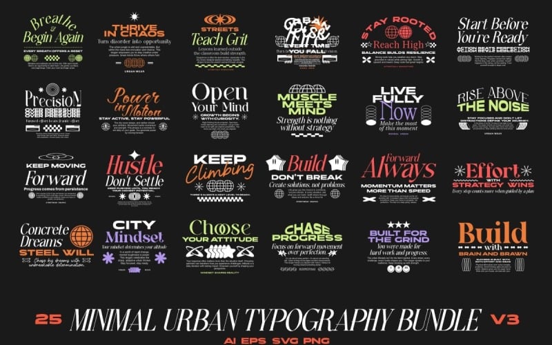 Minimal Urban Typography T-shirt Designs Bundle Vol. 3