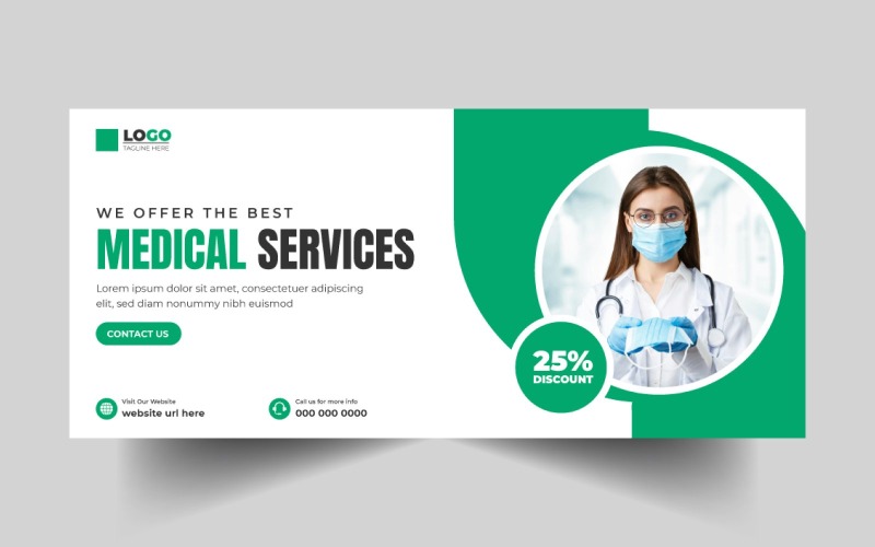 Modèle de bannière de couverture pour les réseaux sociaux des services médicaux