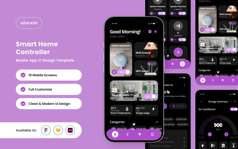 Nexora: Kit de interfaz de usuario futurista para la aplicación Smart Home