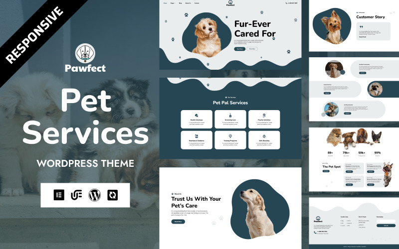 Pawfect – WordPress Elementor-tema för husdjursdagis och veterinärtjänster