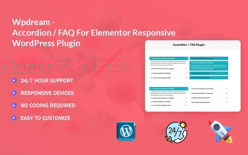 Wpdream - Elementor 响应式 WordPress 插件的手风琴/常见问题解答