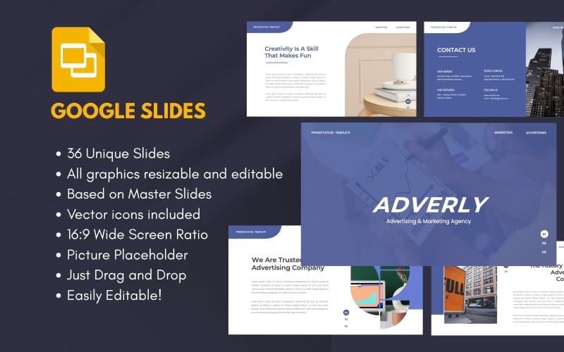 ADVERLY – Reclame- en marketingbureau Google Slide-sjabloon