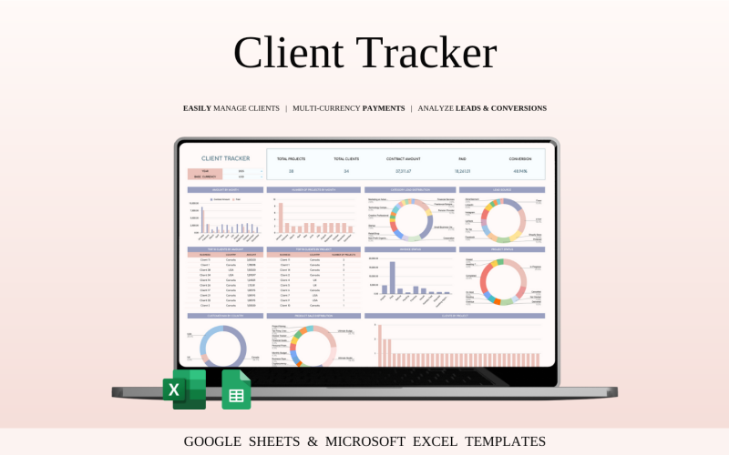 Client Tracker Spreadsheet Sjabloon in Excel en Google Sheets