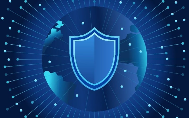 Global Cybersecurity Shield Vector