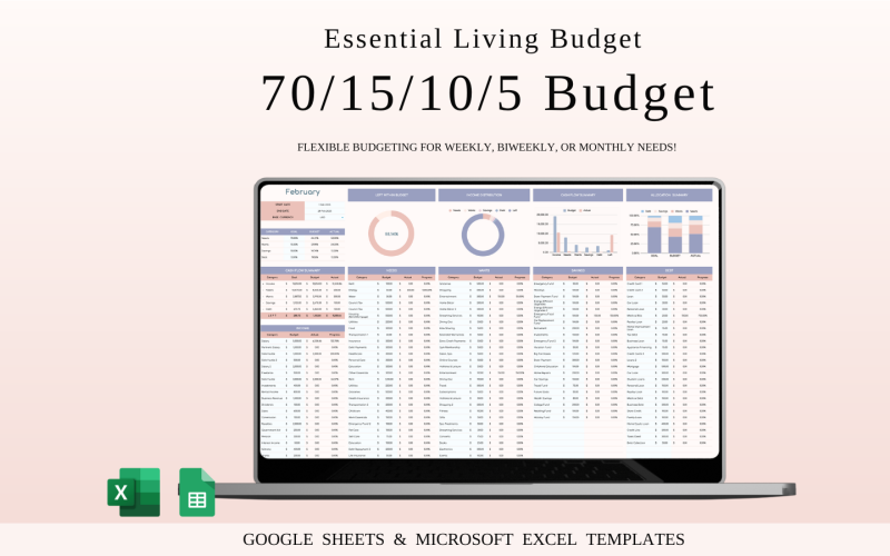 70/15/10/5 Bütçe Tablosu Şablonu | Excel ve Google E-Tablolar