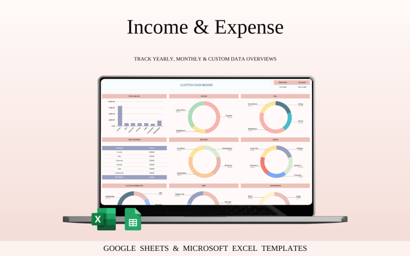 适用于 Google 表格和 Excel 的收入和支出跟踪器模板