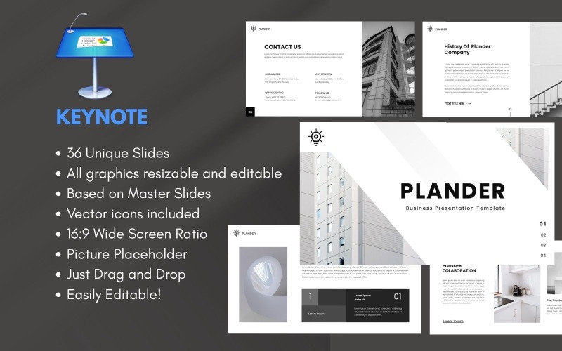 Modello keynote minimo PLANDER