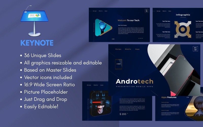 Modello Keynote per la presentazione di Androtech Mobile