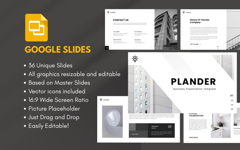 Modello minimo di Google Slides PLANDER