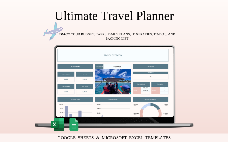 Modelo de Planilha de Planejador de Viagens para Planilhas Google e Excel