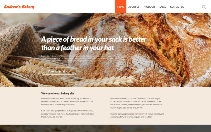 Адаптивний шаблон веб-сайту для хлібобулочних виробів