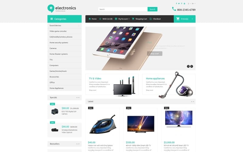 Electronic Store OpenCart-sjabloon