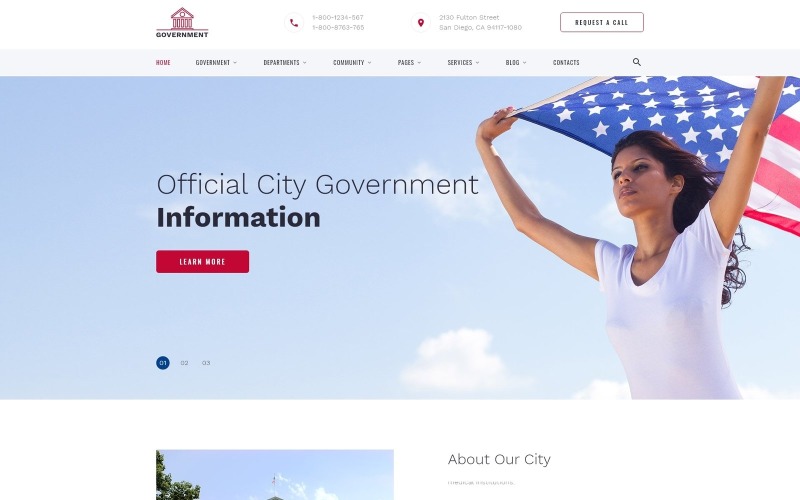 Kormány - Hivatalos városi önkormányzat többoldalas HTML webhelysablon