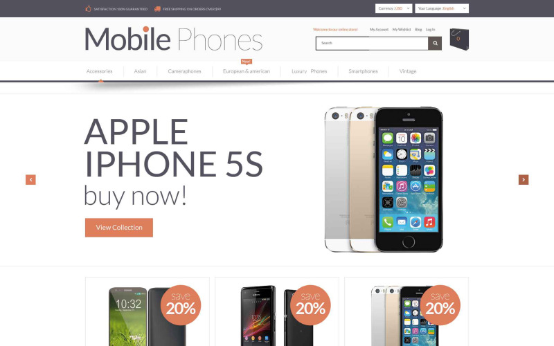 Mobilt butikssvarande Magento-tema