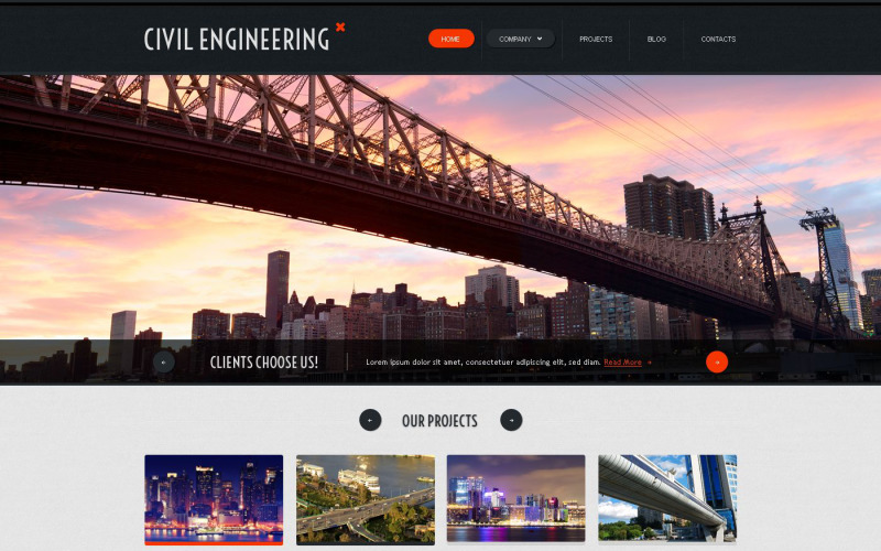 Plantilla de sitio web receptivo de ingeniería civil