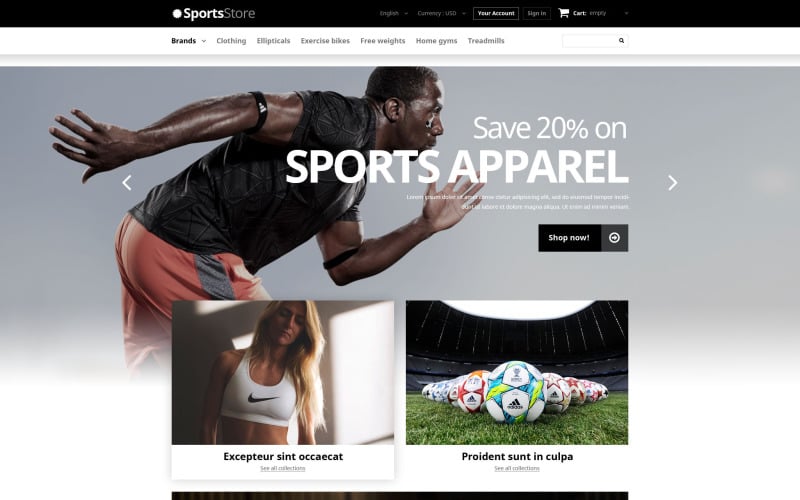 Тема PrestaShop для спортивной одежды
