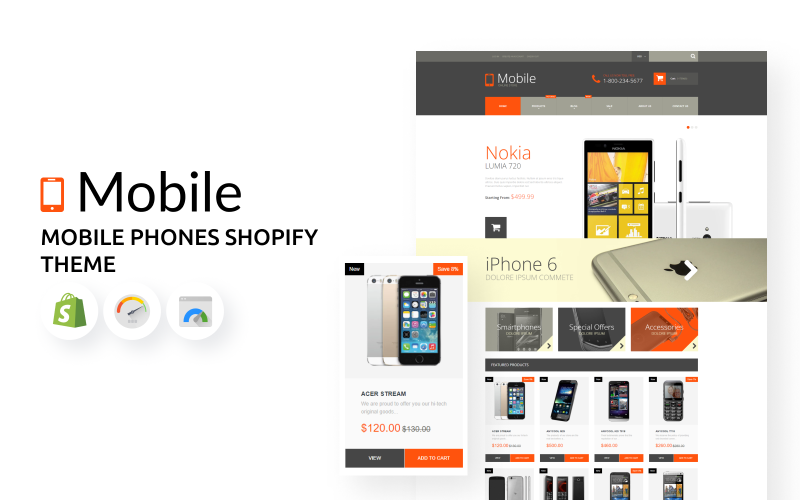 Tema Shopify per eCommerce per telefoni cellulari