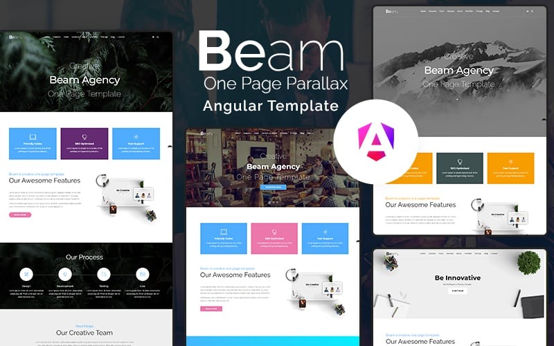 Beam - односторінковий шаблон Angular Creative Parallax