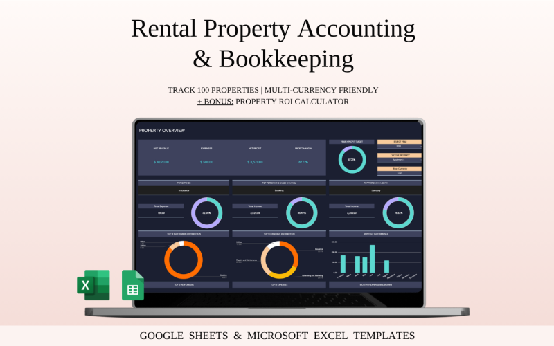Rental Property Accounting and Bookkeeping Spreadsheet | Templates Excel and Google Sheets