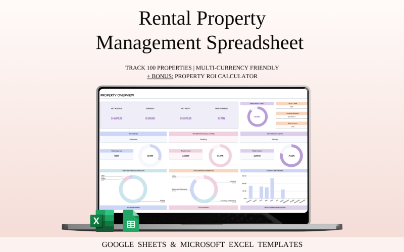 租赁物业管理电子表格 | Excel 和 Google 表格模板