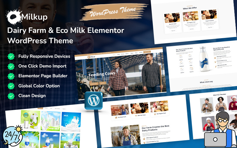 Milkup - Tema WordPress per aziende lattiero-casearie e latte biologico