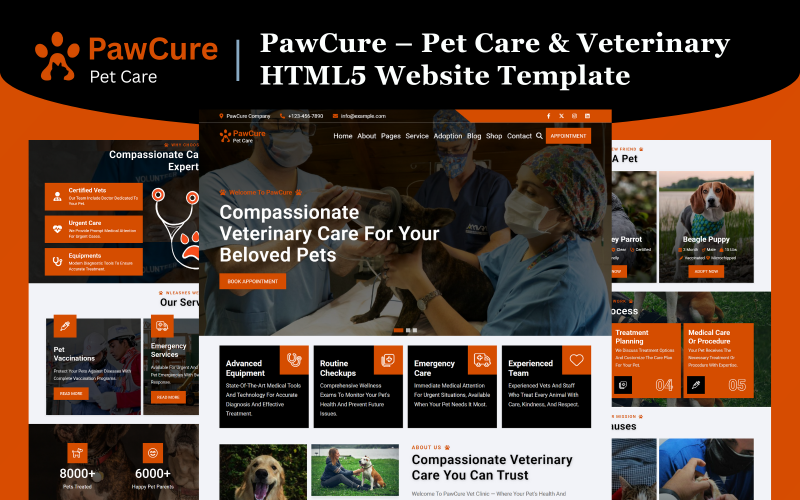 PawCure – HTML5-websitesjabloon voor dierenverzorging en dierenartsen
