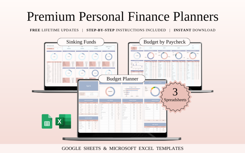 Prémiové osobní finanční plánovače | Šablony tabulek pro Excel a Google Tabulky