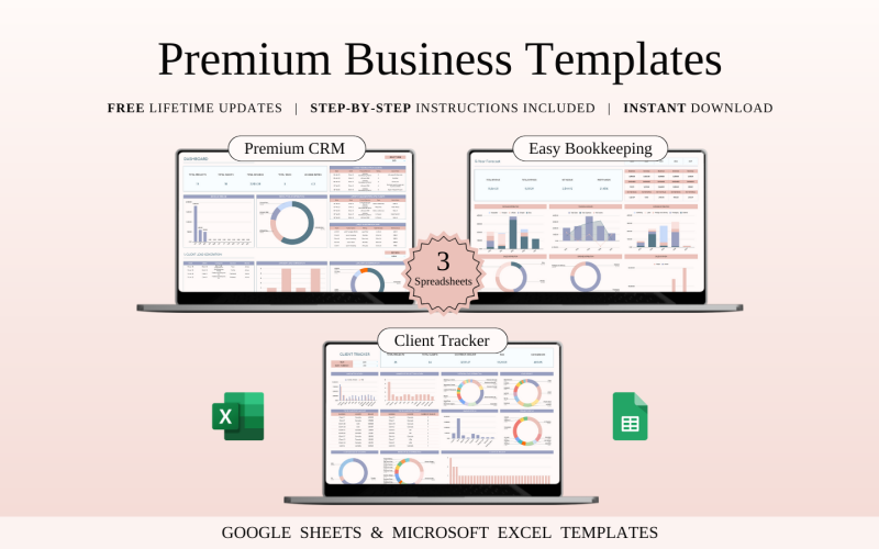 Premium zakelijke sjablonen | Spreadsheetsjablonen Excel en Google Sheets