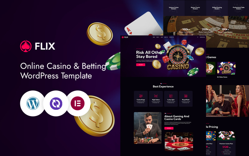 Flix – Szablon CMS Elementor dla kasyna online i zakładów