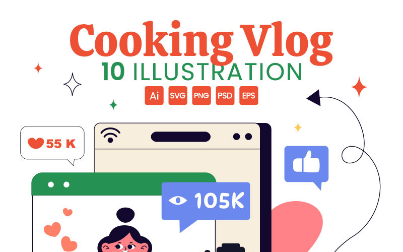 10 illustrationer av matlagningsvloggar