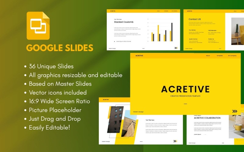 ACRETIVE Creatieve Zakelijke Google Slide-sjabloon