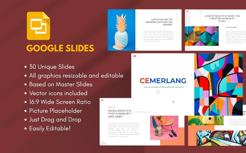 CEMERLANG Pop Art és Graffiti Google Dia sablon
