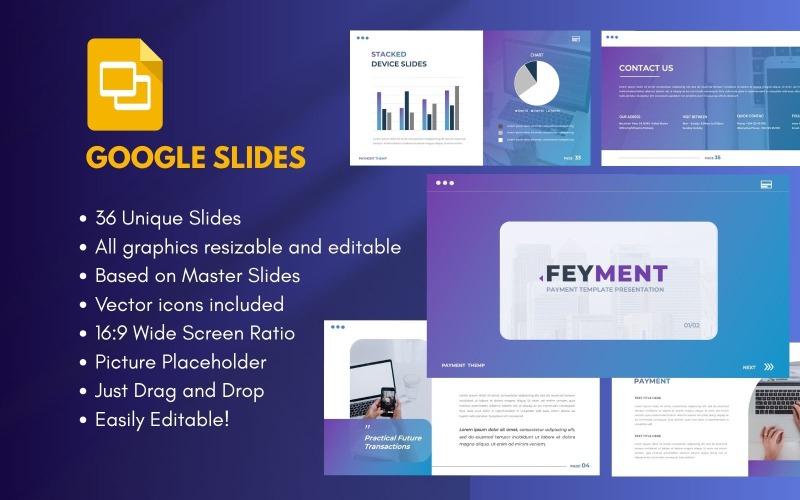 FEYMENT digitális fizetési Google Slide prezentációs sablon