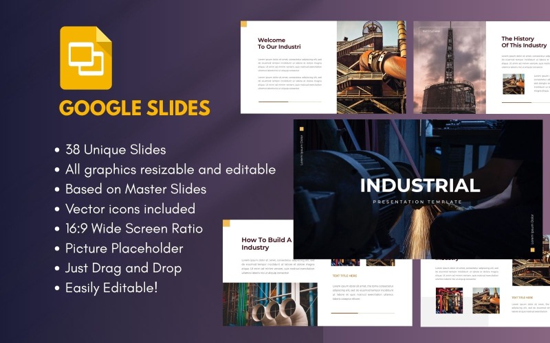 Mall för Google-presentationer för industriellt företagande