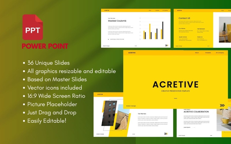 Modello di PowerPoint per attività creative ACRETIVE