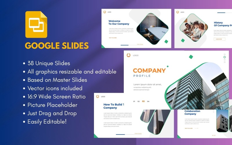 Modello di presentazione aziendale di Google Slide per AZIENDA