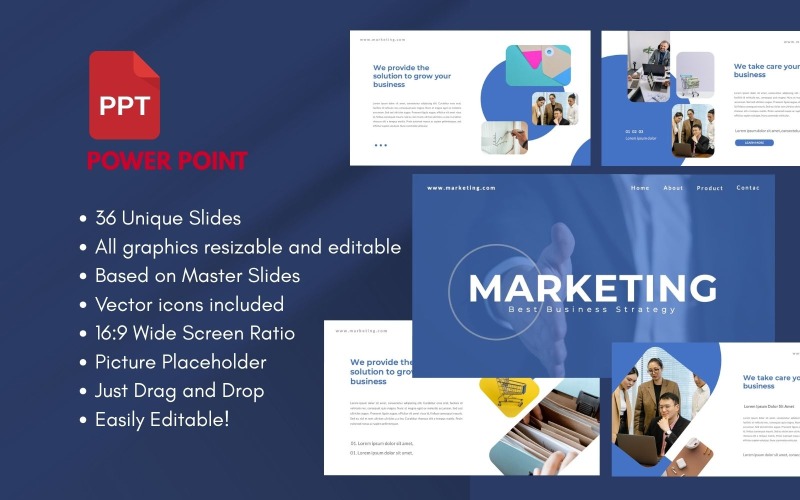 Modelo de PowerPoint de Marketing para Negócios