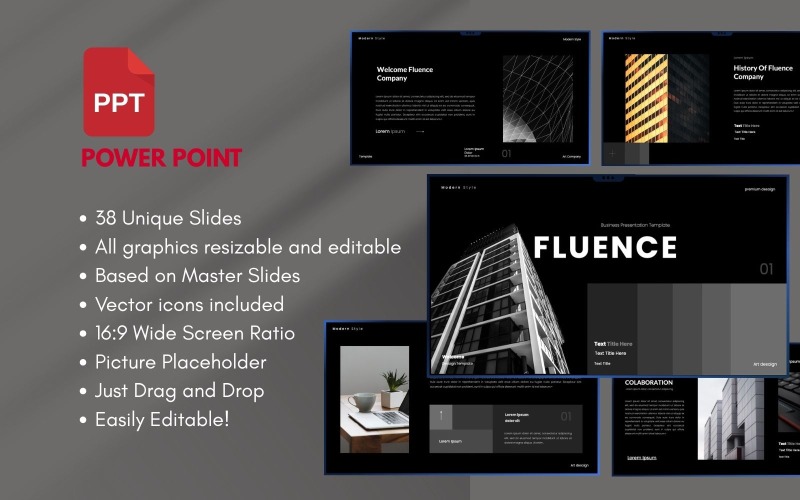 Шаблон PowerPoint Fluence Business